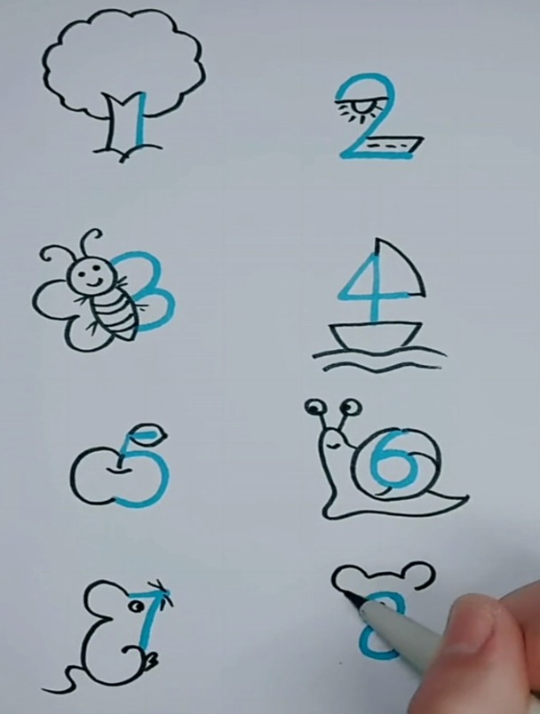 创意数字简笔画各种可爱小动物