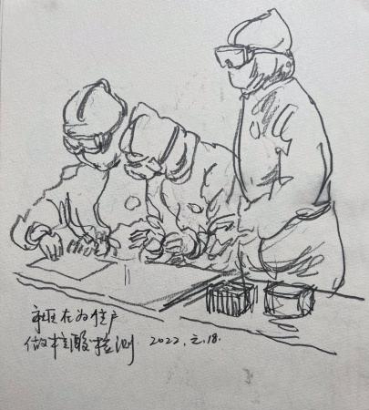 合肥居民30分钟速写多幅作品 记录核酸检测演练现场