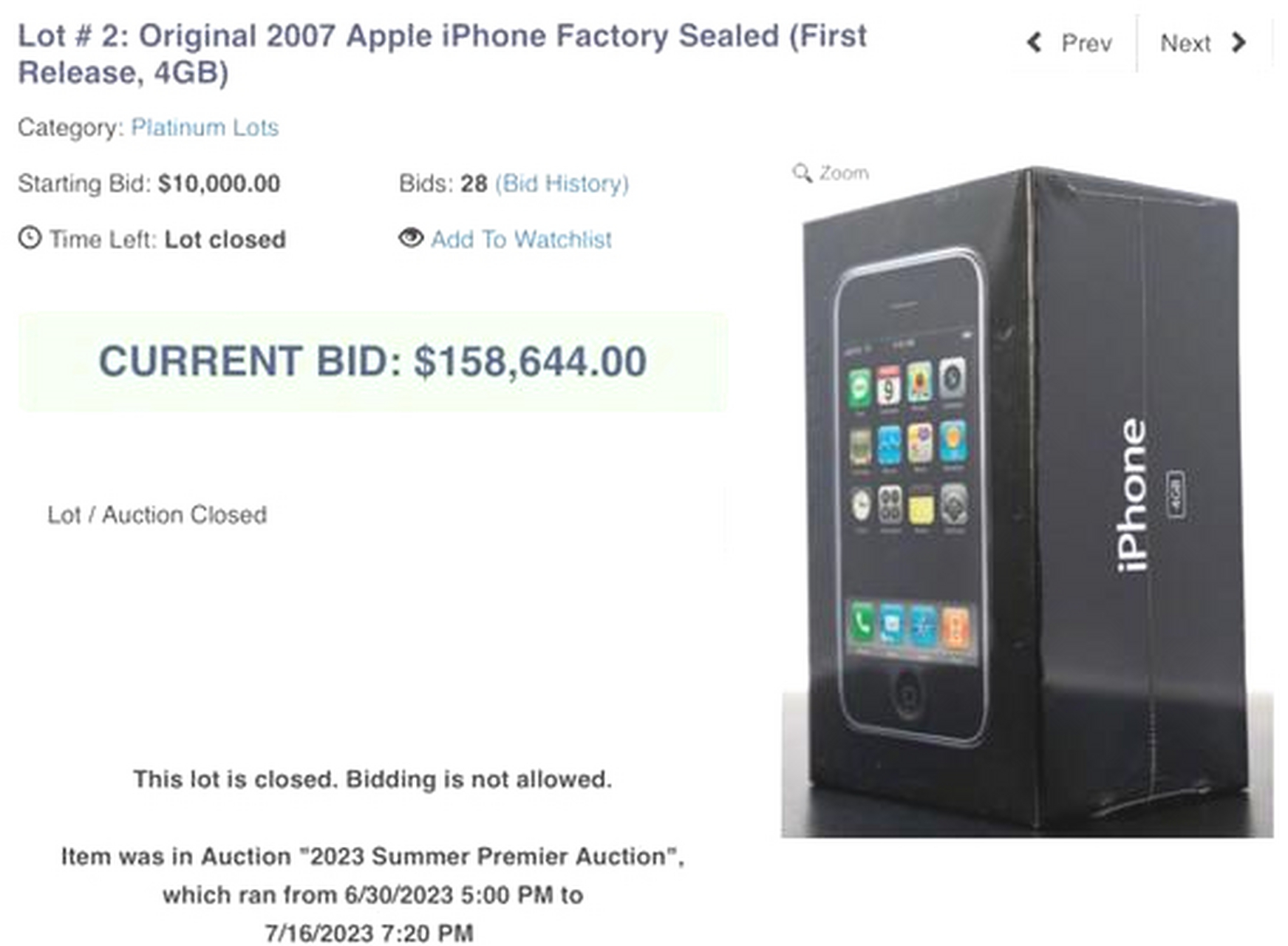 初代未拆封iphone拍出113万# 我记得二手的几十块钱吧,不知道还能不