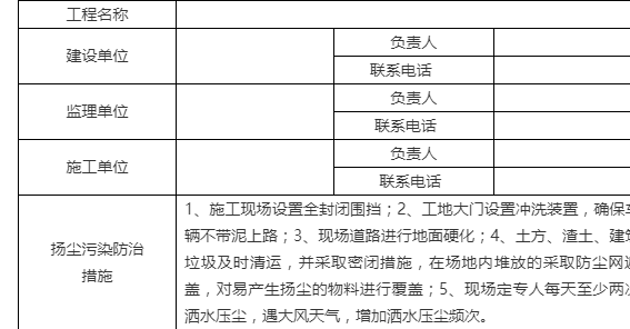 揚塵汙染防治措施公示牌