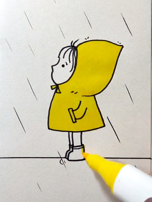 雨中趣事幼儿园简笔画图片