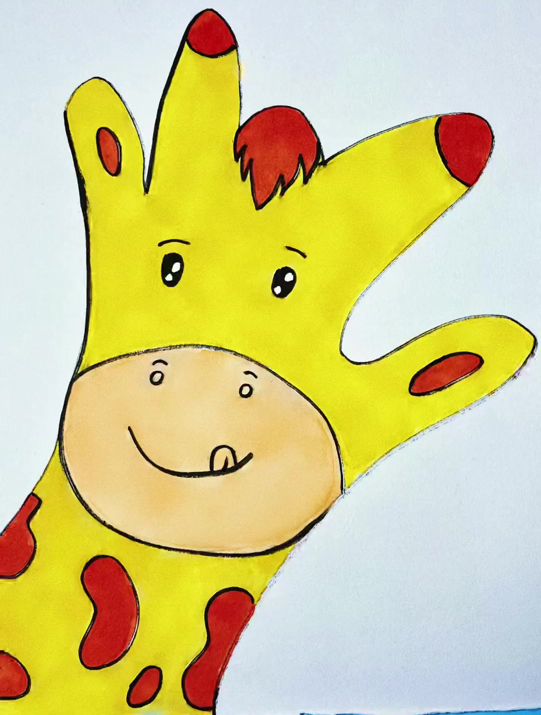 教你用手掌画可爱的长颈鹿,保姆级教程,超级简单!-度小视