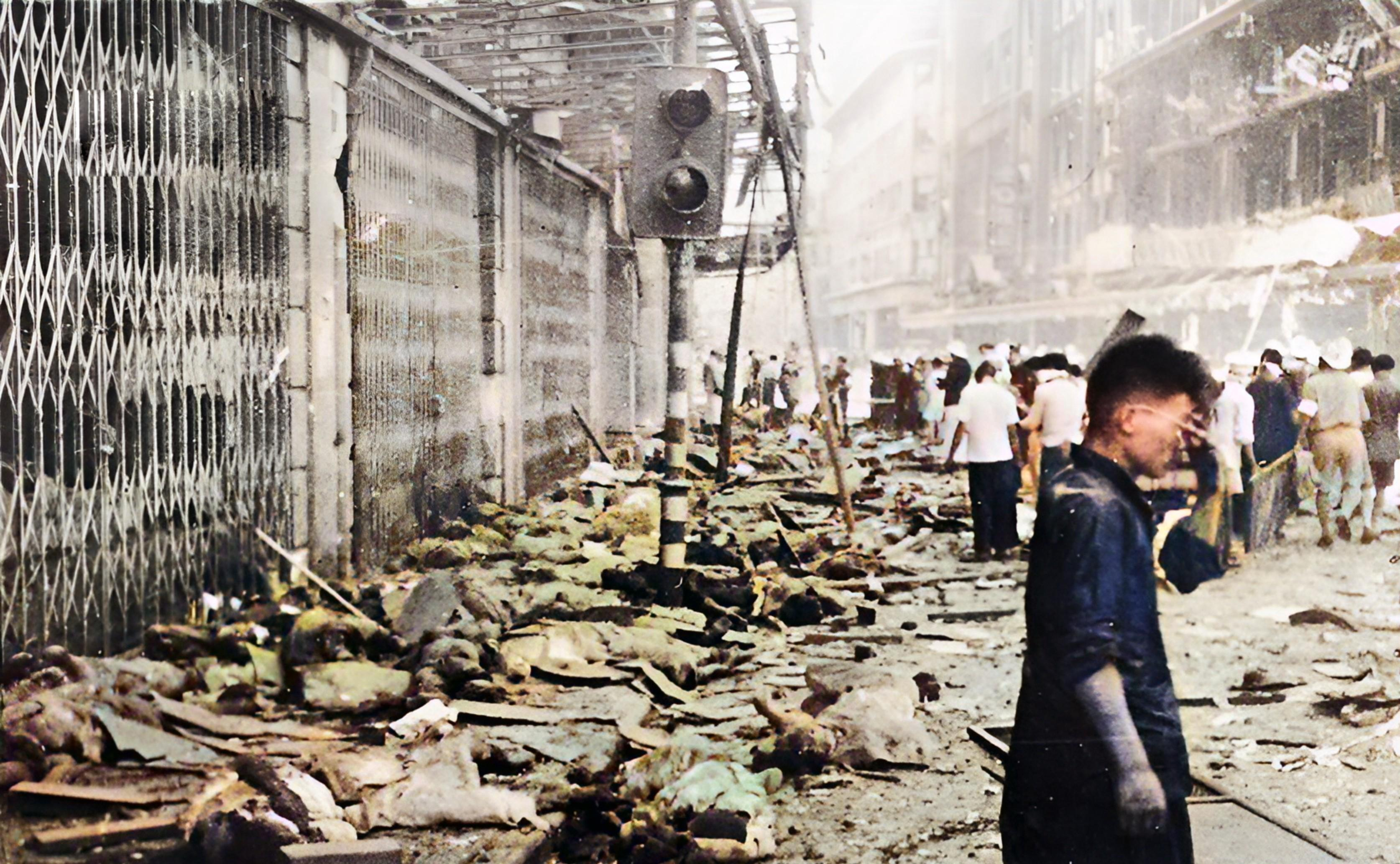 1937年淞沪会战真实影像,800壮士血战四行仓库,上海被炸成废墟