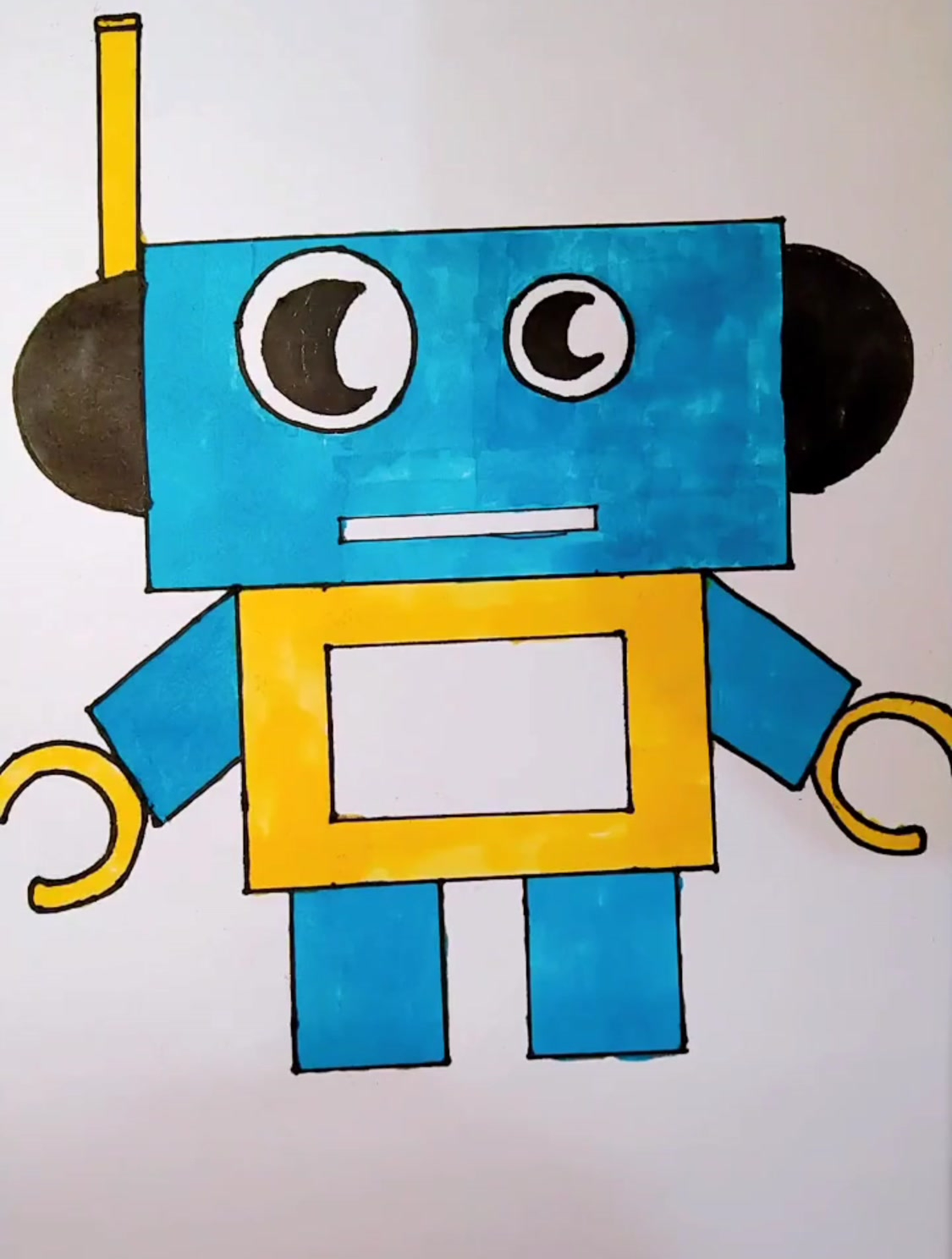 儿童简笔画机器人彩色图片