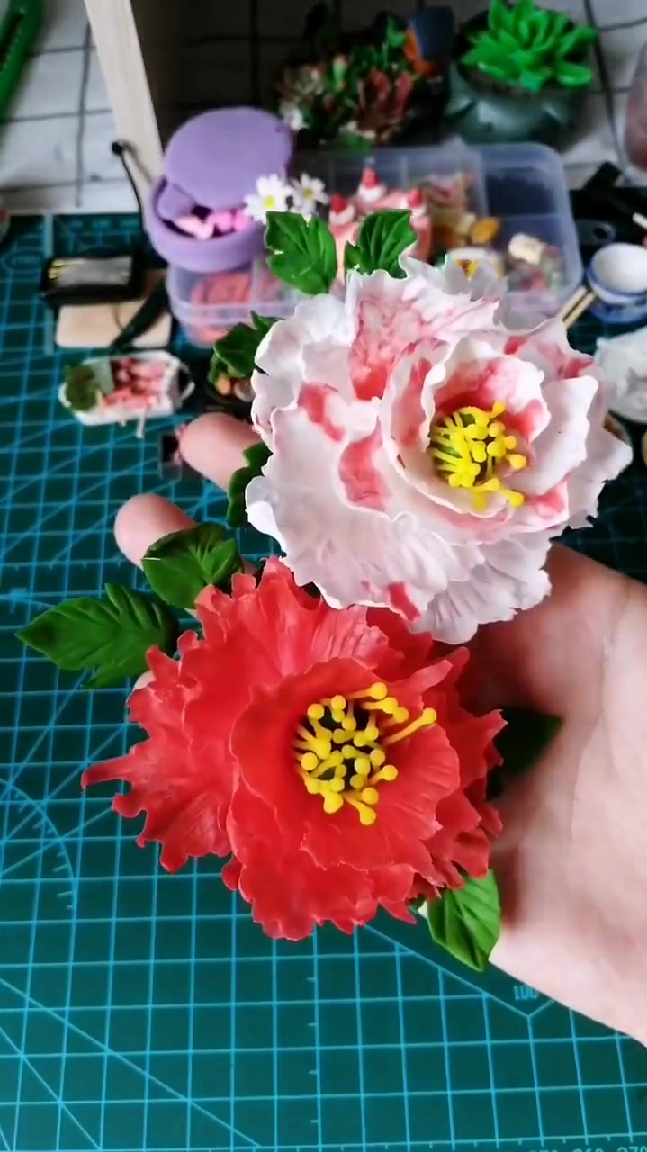 粘土牡丹花教程摆件