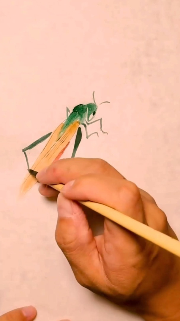 好看的国画,蝗虫画法