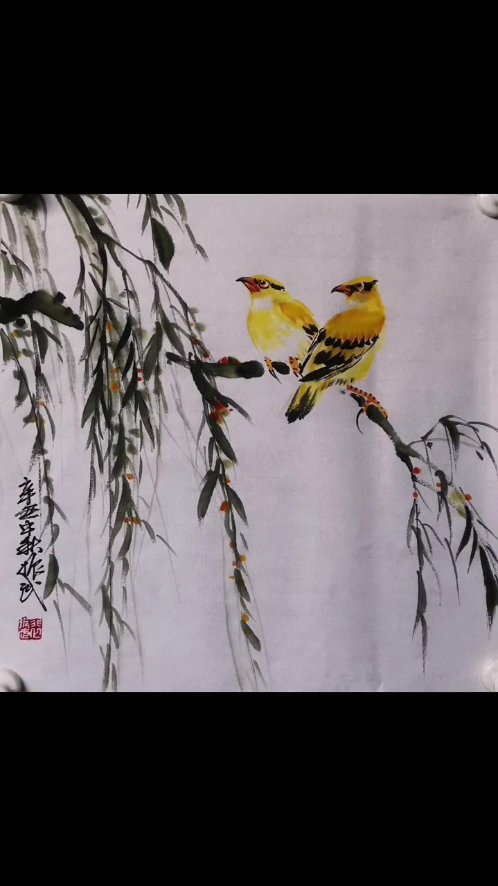 两个黄鹂鸣……花鸟 中国画花鸟-度小视