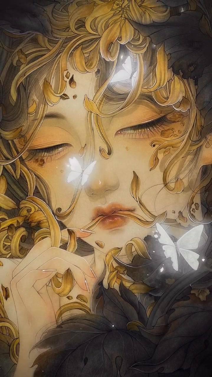 菊(水彩人物插画),坚持每日分享画画过程