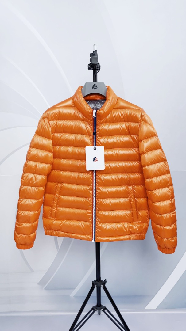 橙色大口袋蒙口羽皇鹅绒轻薄秋冬羽绒服-度小视