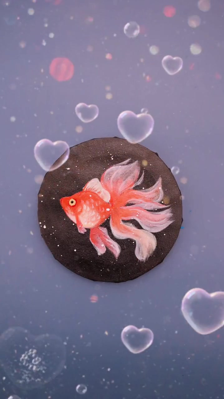 红色的金鱼,丙烯画教程