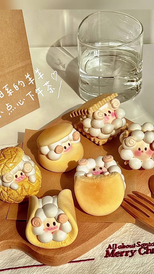 羊羊酥脆脆菠萝包,超轻粘土手作摆件教程