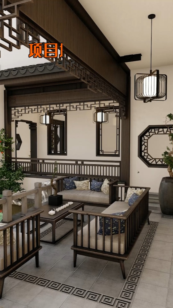 风雨连廊的中式庭院丨彰显身份的庭院