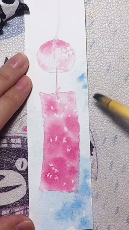 水彩书签的制作为你开出一片樱花