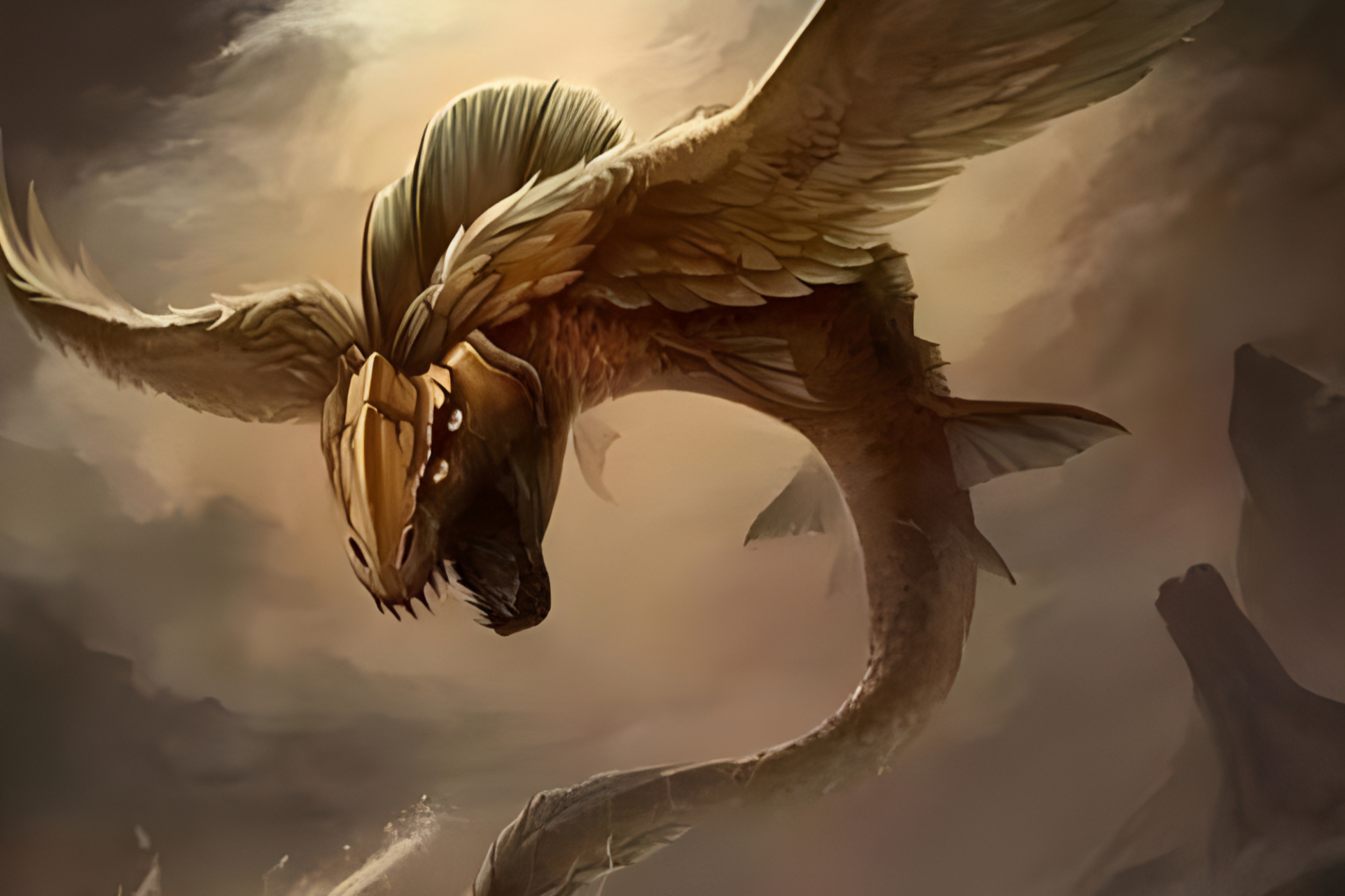 鲲鹏是源于《山海经》中的一种神兽,其形象为巨大的身躯,展翅九万里