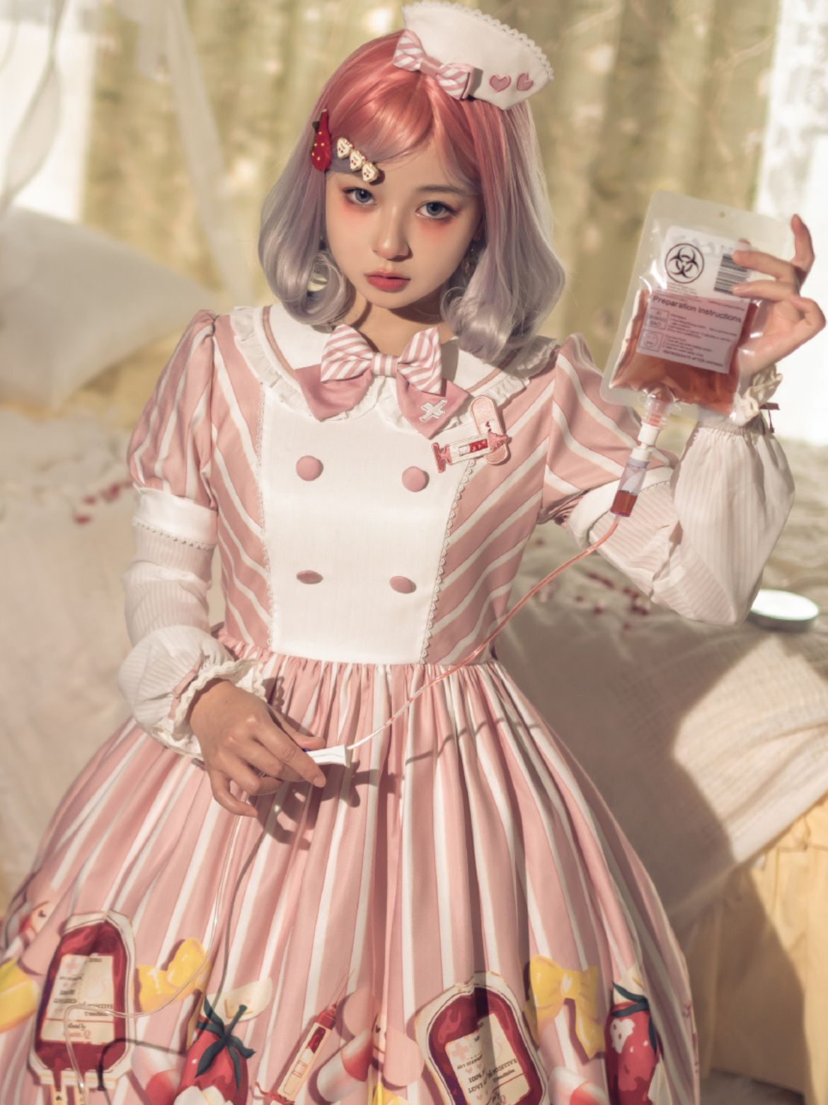 粉色的洛丽塔"护士裙"是真甜,不仅高贵端庄,还很显俏皮