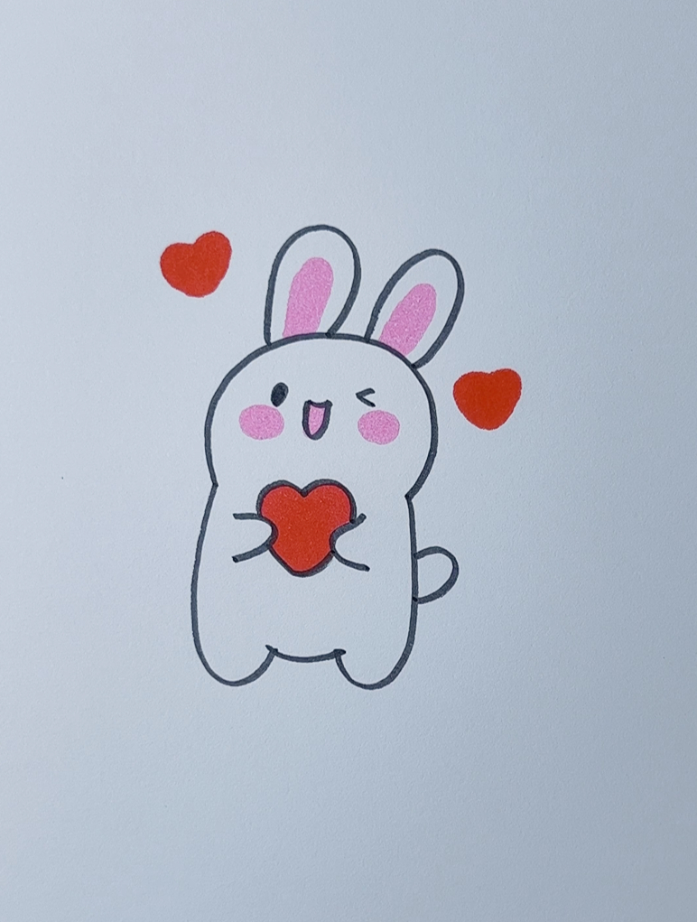 创意简笔画故事,有爱心的小白兔