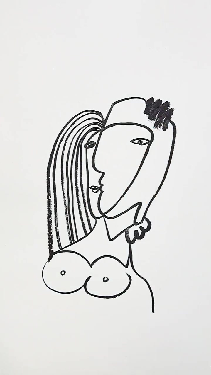 毕加索的画简单线描图片
