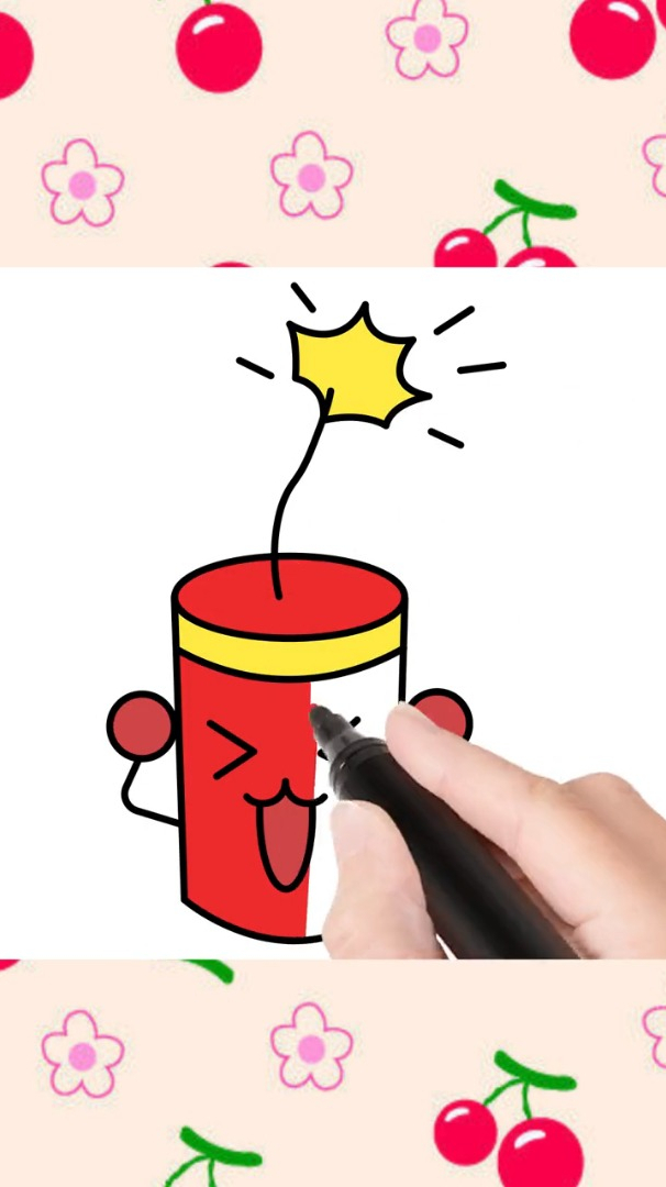 辞旧迎新,鞭炮简笔画