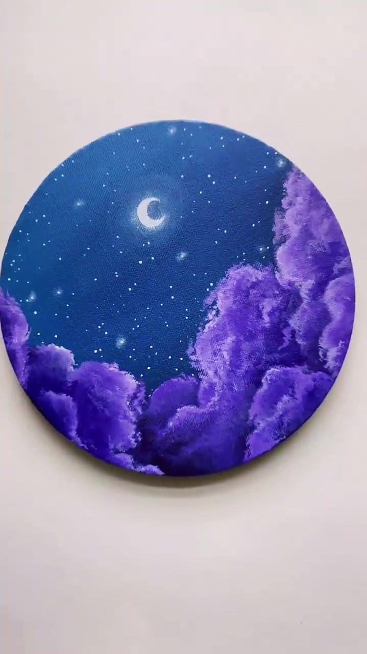 丙烯画,夜晚云朵的画法