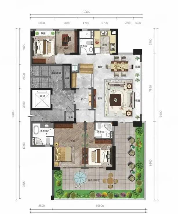 170平米的空中花园户型,满足你的梦想