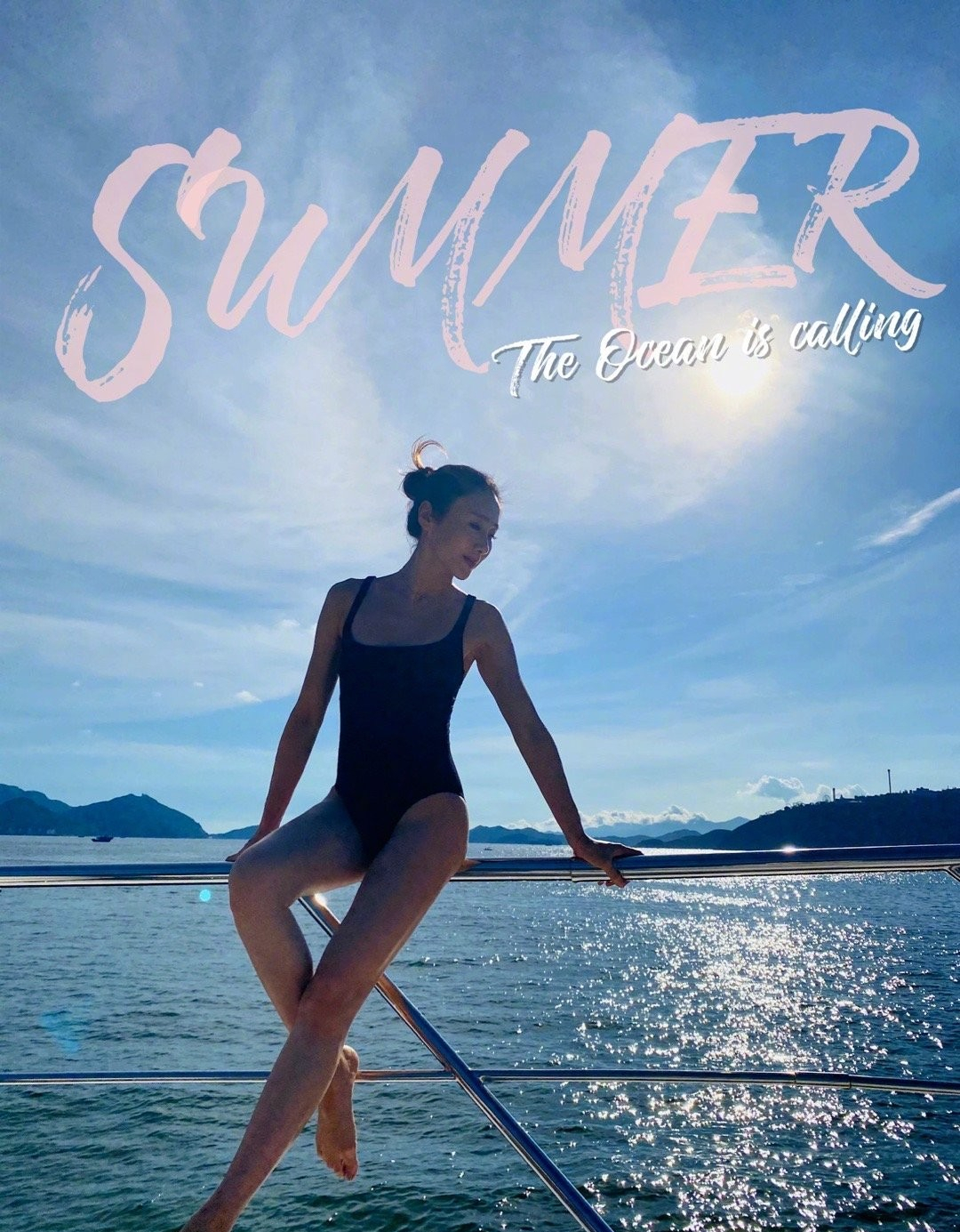 黎姿罕晒泳装照,身材苗条四肢纤细