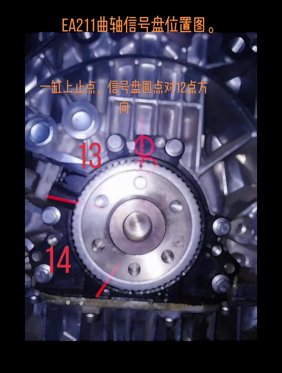 ea211曲轴信号盘安装图 首先一缸上止点然后仔细看图就好