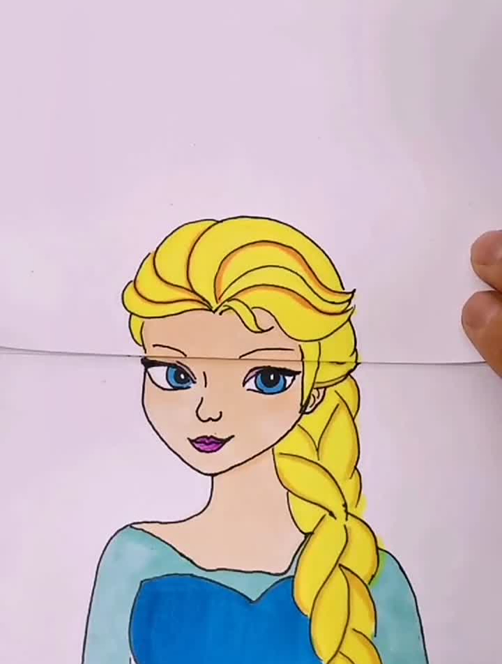 爱莎公主三次发型变换,你喜欢哪个简笔画晓晓手绘