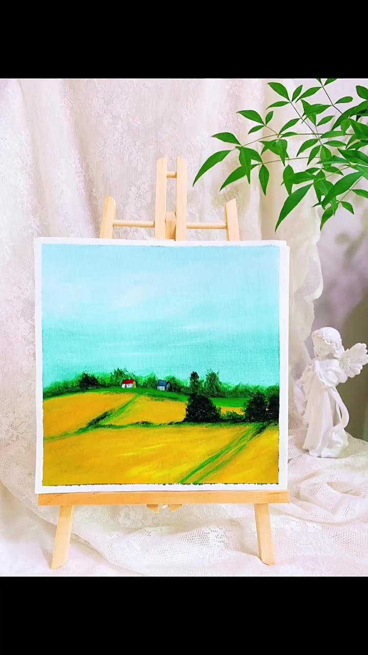 乡村稻田简简单单丙烯画教程