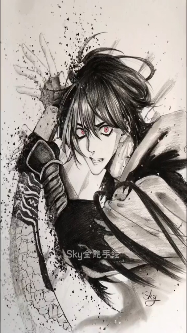 教你手绘帅气阿柒过程