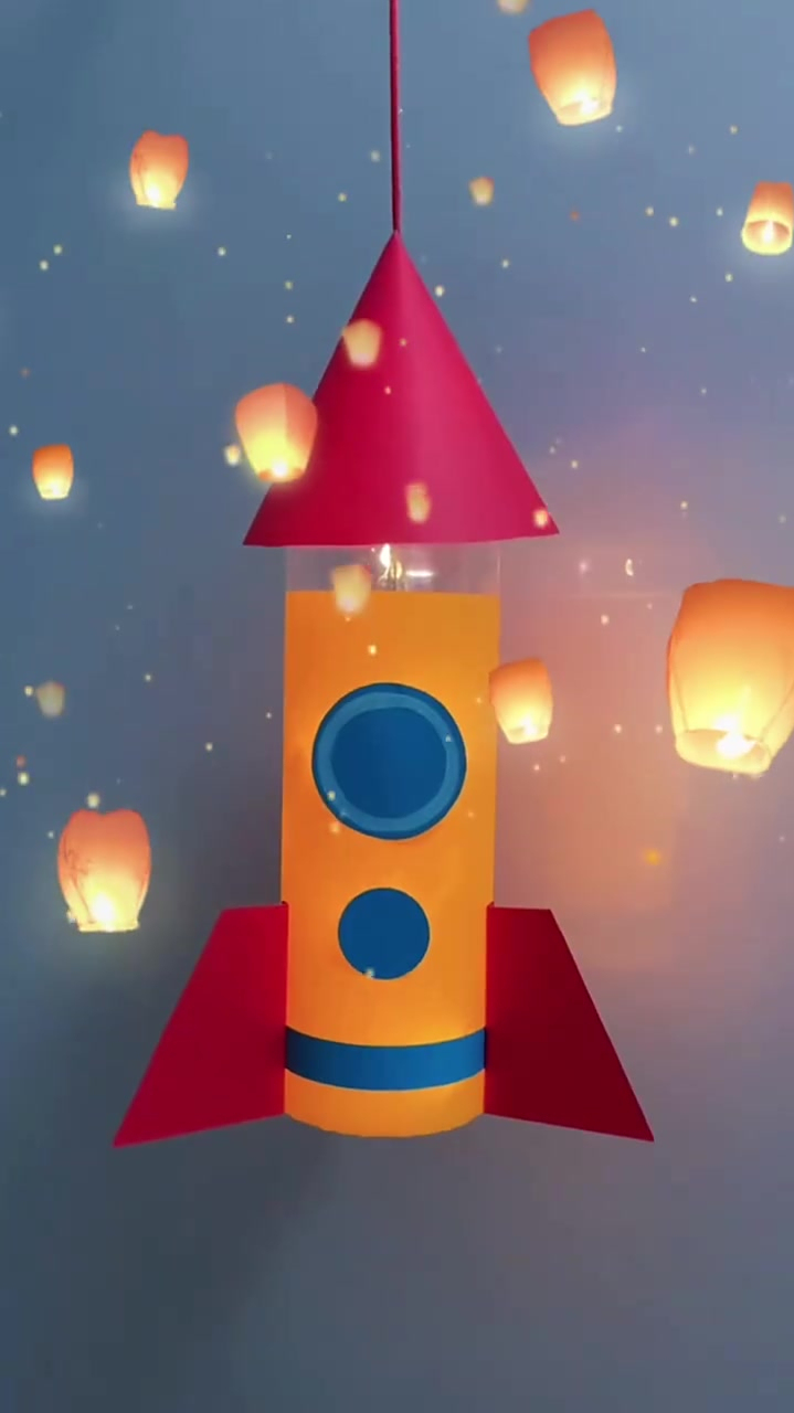 太空火箭元宵节手工灯笼