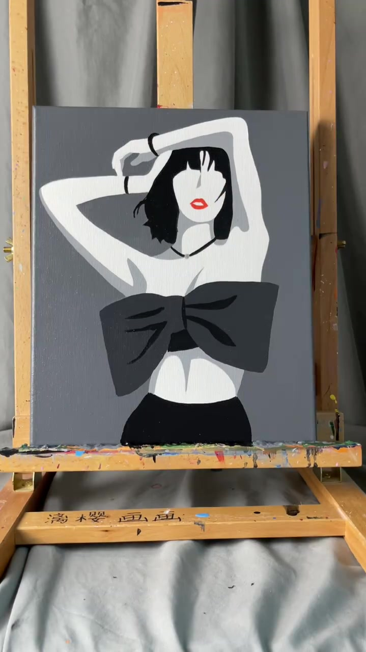 丙烯装饰画,人物扁平风