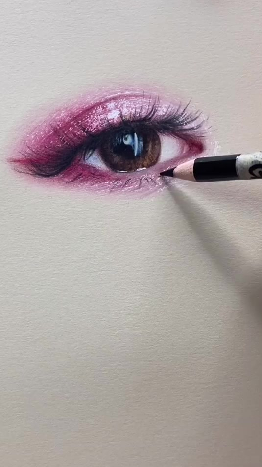 眼妆这样画,彩铅手绘桃花眼妆