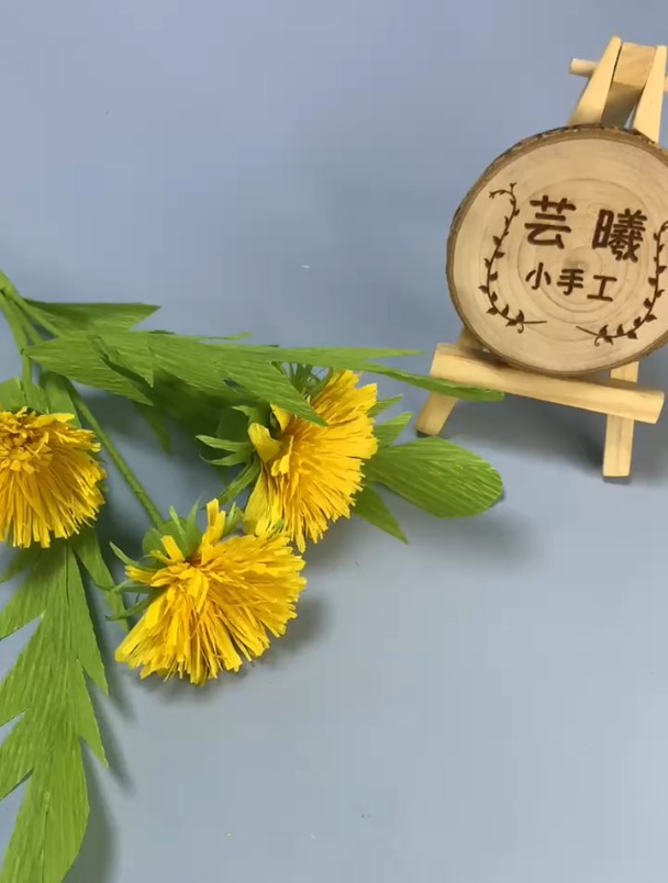 皱纹纸手工制作蒲公英花