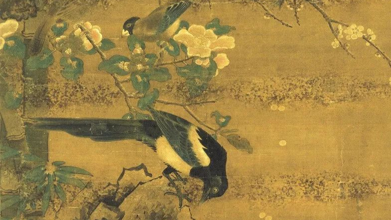 边景昭绘画粗陋水平不高?竹鹤图粗中有细,两幅写意百鸟刚柔相济