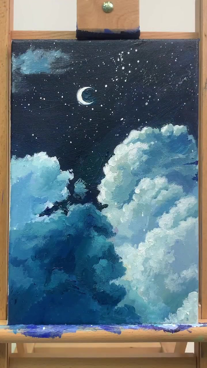 看看这次丙烯画的星空