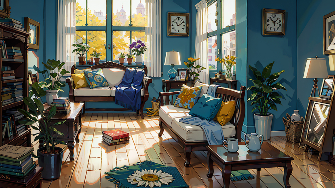 「ai绘画」唯美动漫风插图——夏日午后的房间