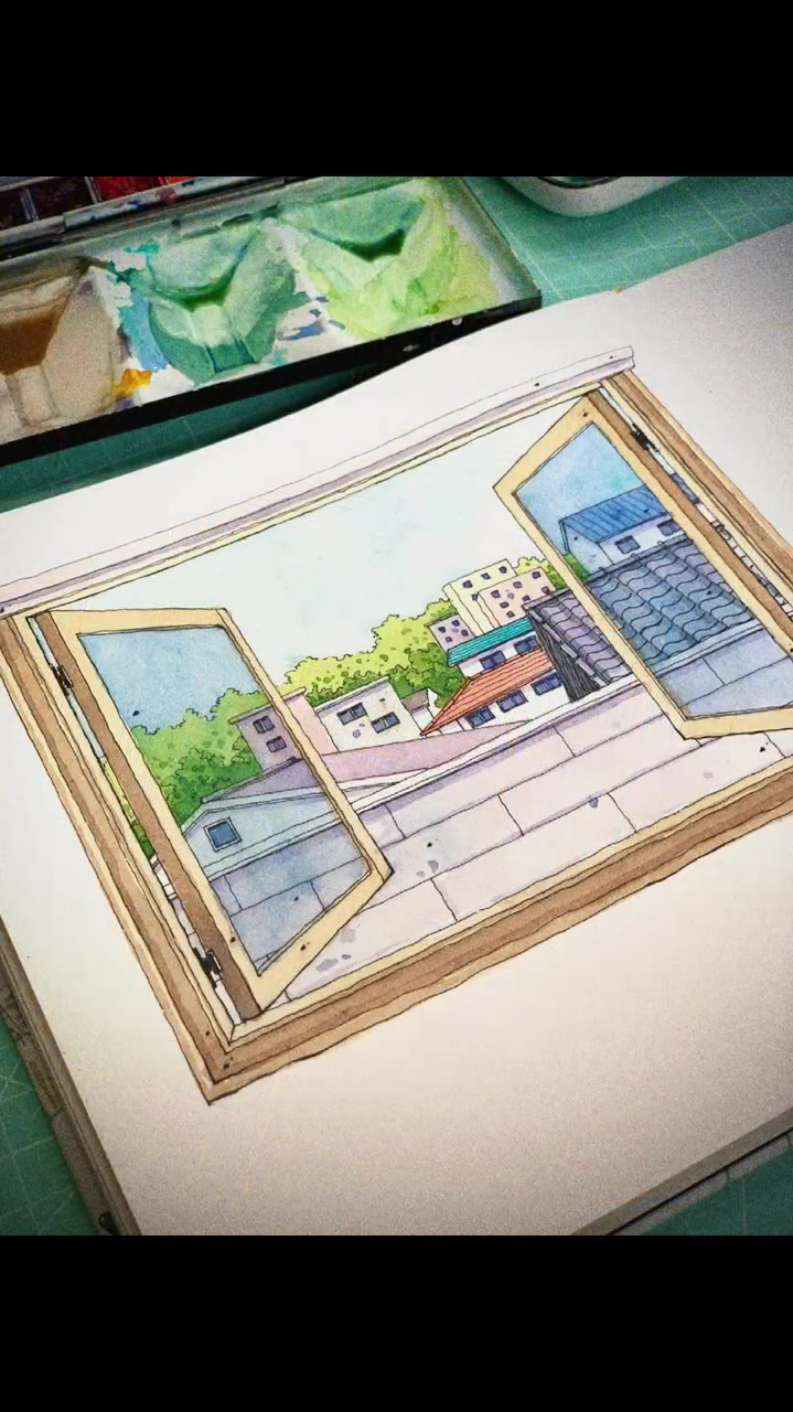马克笔窗户玻璃的画法图片