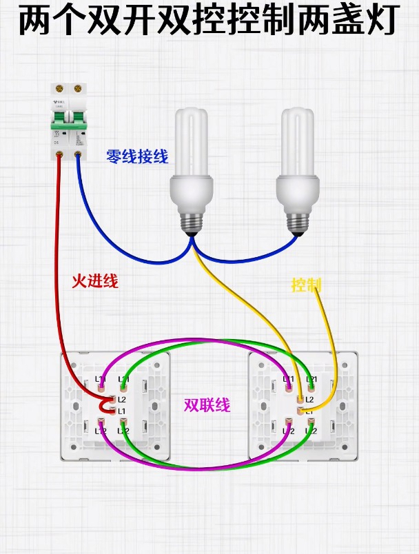 双开双控开关线路图图片