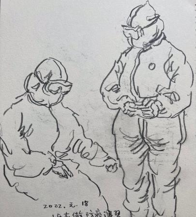 合肥居民30分钟速写多幅作品 记录核酸检测演练现场