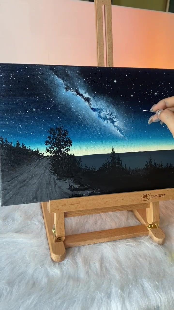 银河星空丙烯画视频教程