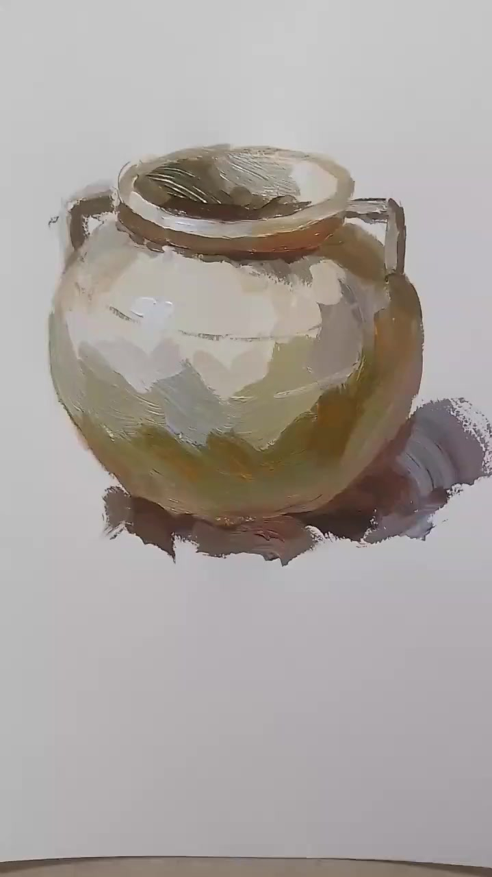 简单易学的水粉静物浅色陶罐画法-度小视