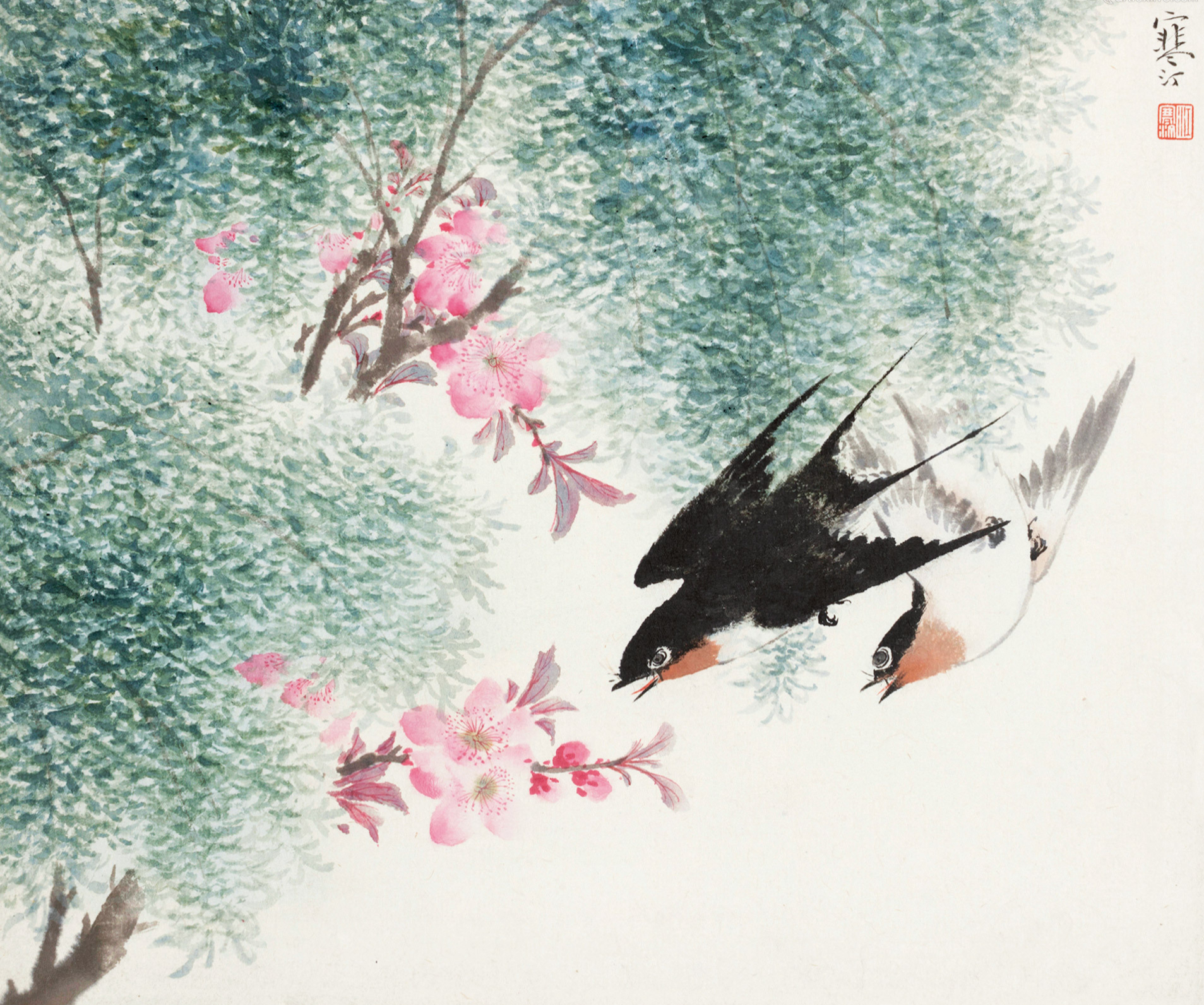 炎炎夏日的一缕清凉之风—江寒汀花鸟画