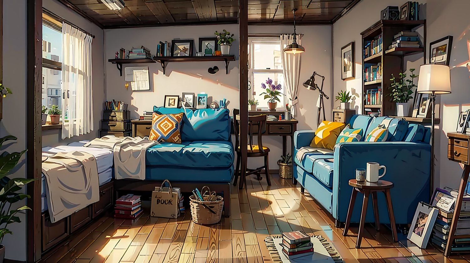 「ai绘画」唯美动漫风插图——夏日午后的房间