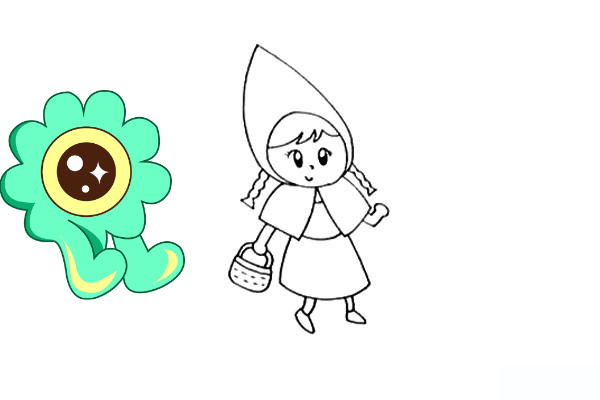 小红帽儿童简笔画 小红帽简笔画带颜色步骤图片