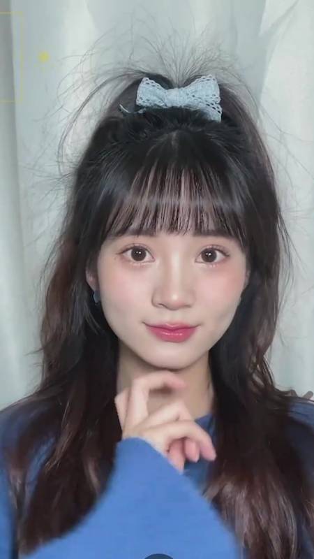 甜妹减龄半高马尾显发量高颅顶-度小视