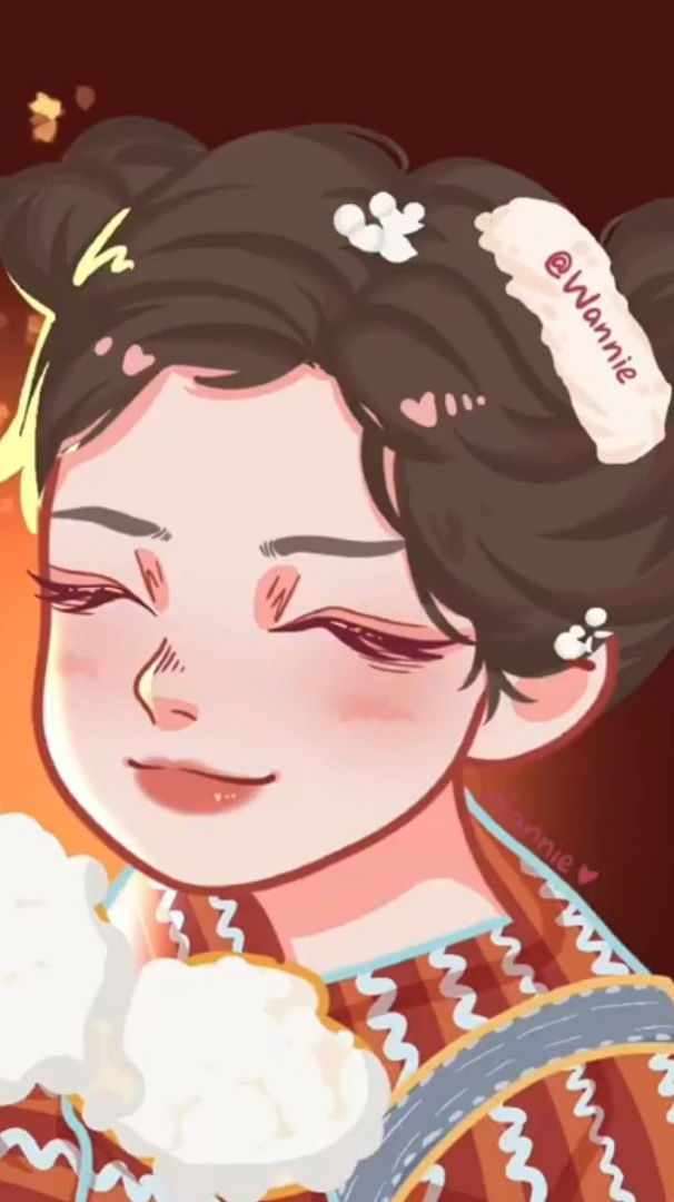 ipad手绘丸子头妹妹头像插画