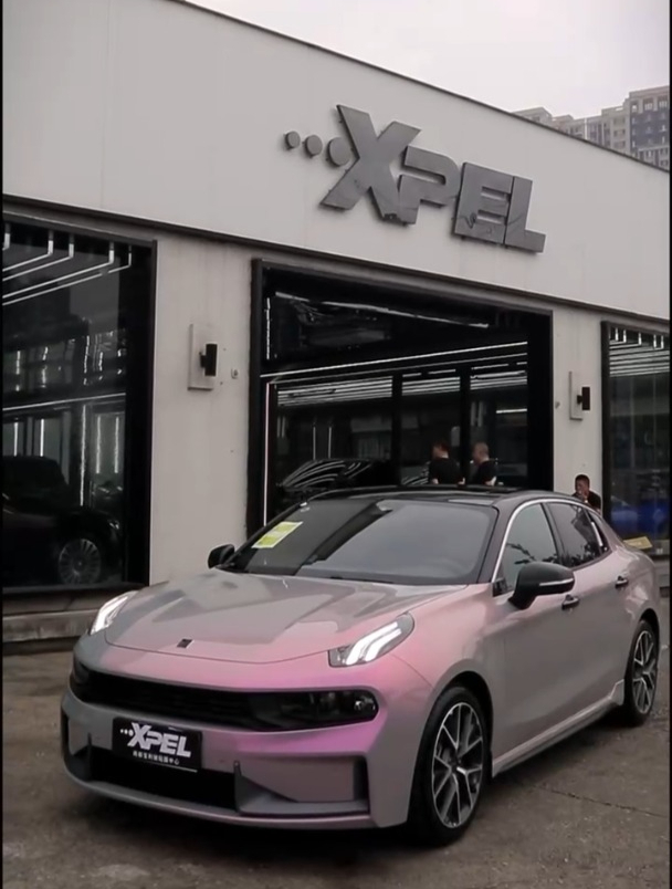 xpel西安汽车贴膜领克03改色幻影灰魅红-度小视