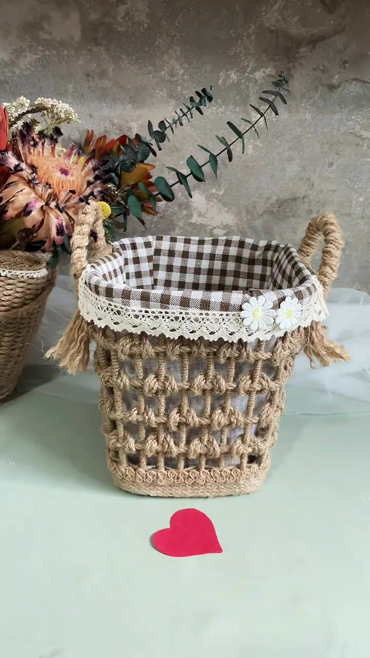 手工麻绳编织收纳筐收纳篮做一个创意收纳筐需要哪些材料呢