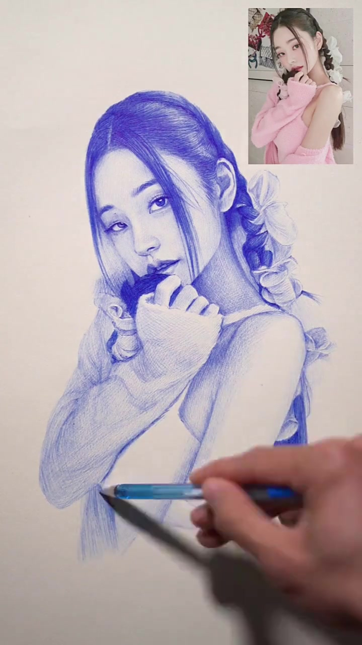 人物定制画|圆珠笔手绘头像画