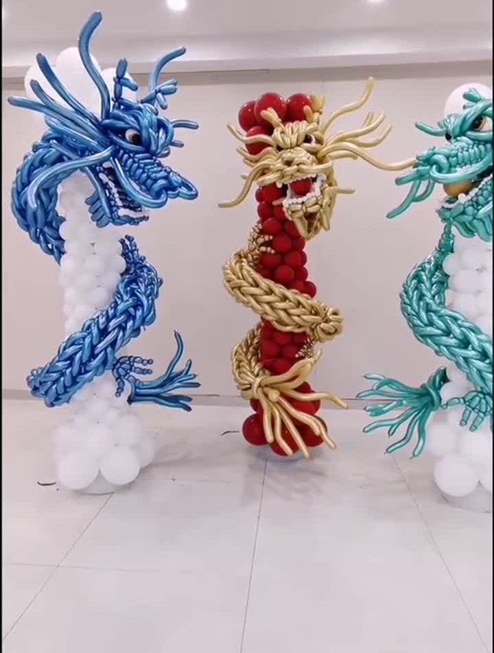 龙课程学员作业实拍气球培训气球龙气球艺术